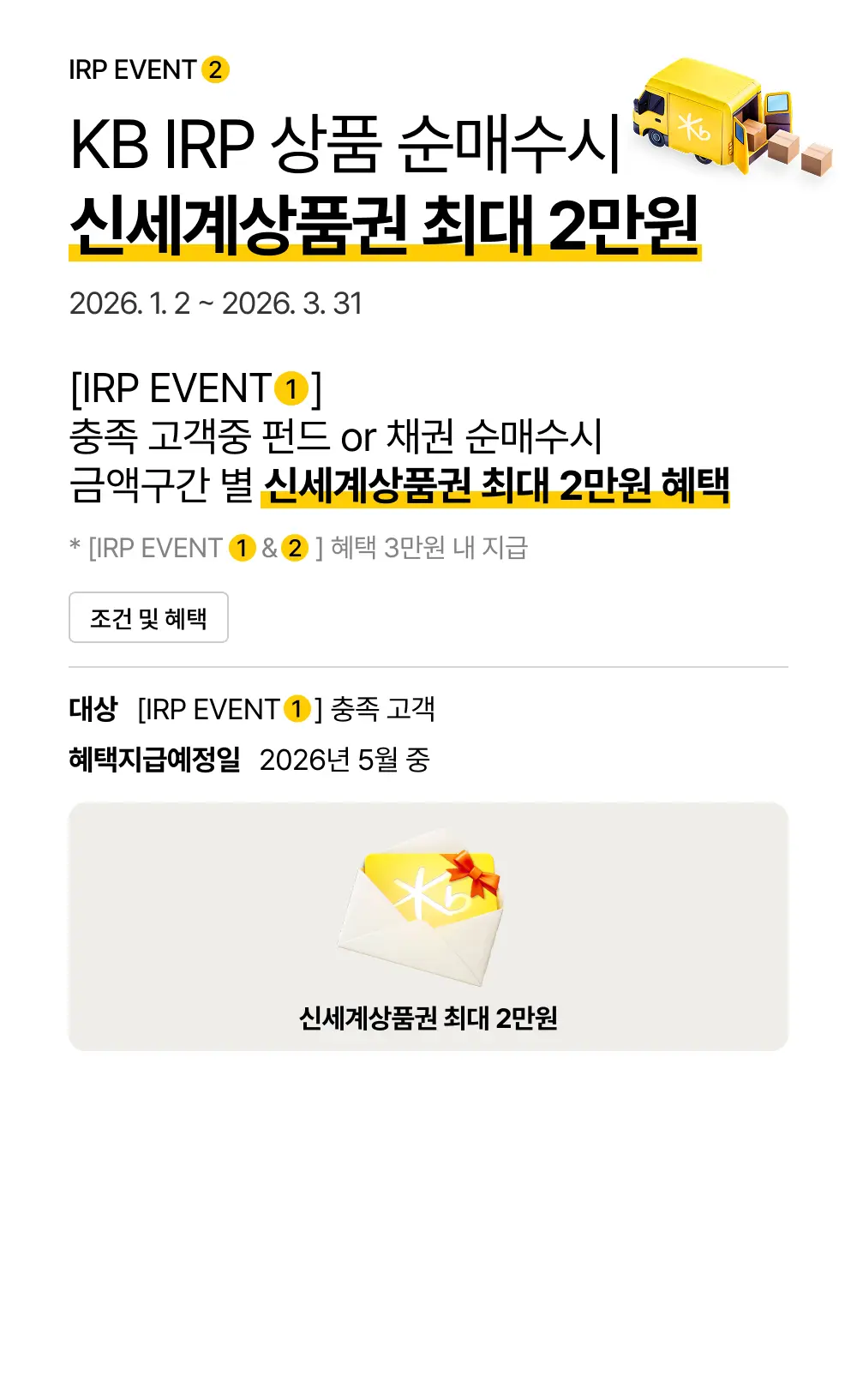 KB IRP 상품 순매수시 신세계상품권 1만원